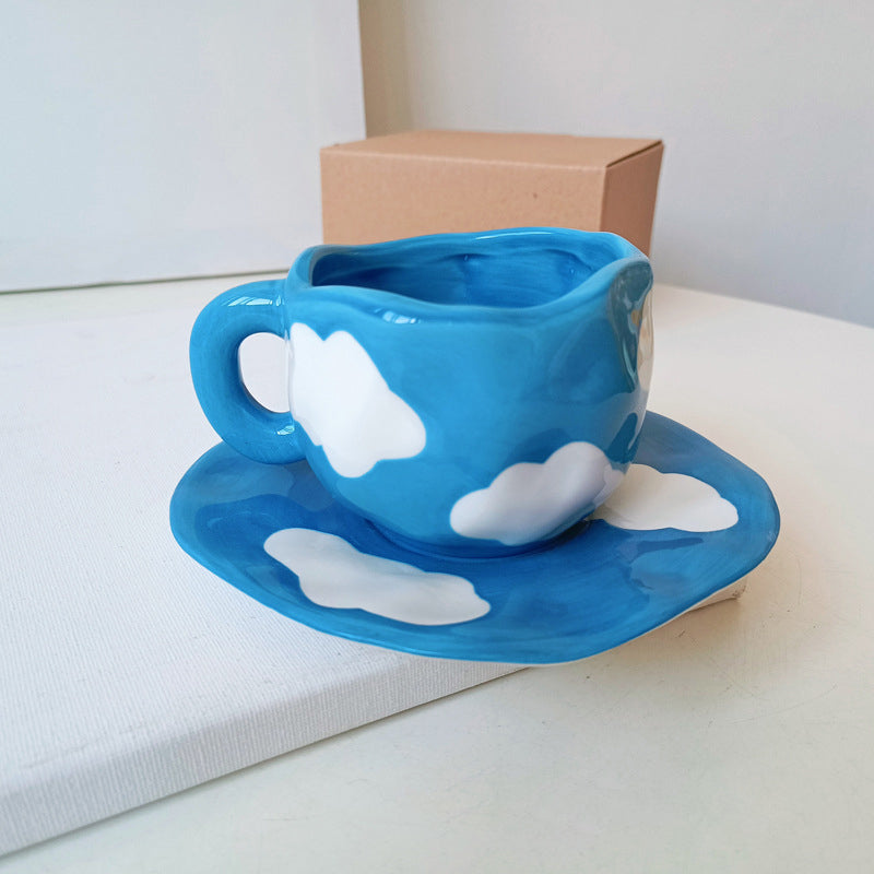 Håndmalt kreativ kaffekopp, keramisk tekopp og fatsett | Norvo