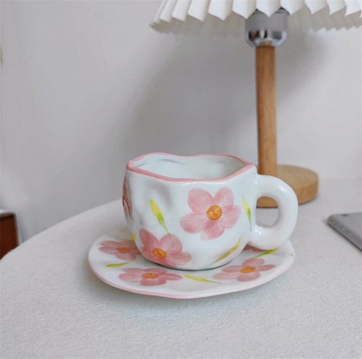 Håndmalt kreativ kaffekopp, keramisk tekopp og fatsett | Norvo