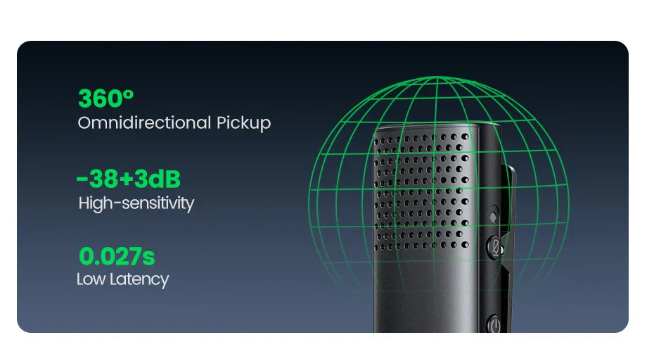 UGREEN Trådløs Bluetooth Mikrofon - Støyreduksjon Bluetooth Mikrofon for Kamera og Videoinnspilling