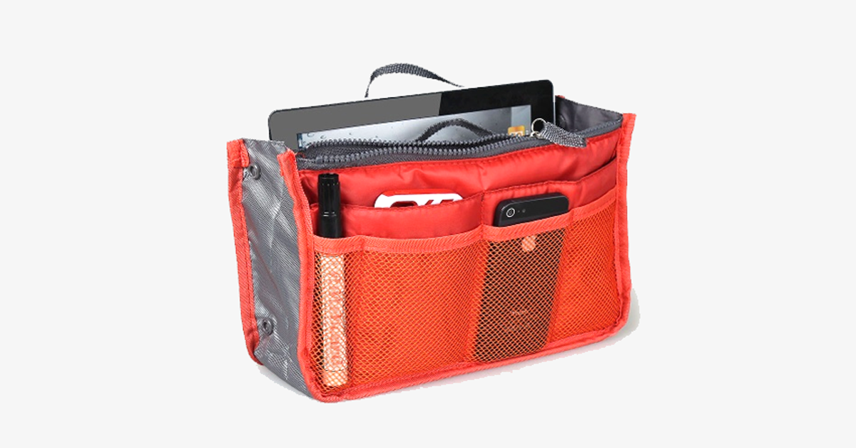 Norvo | Slim Bag-in-Bag - Laget av bomull og polyester - Bærbar og liten størrelse - Flere glidelåslommer - Passer i kofferten din - Fargevariasjoner