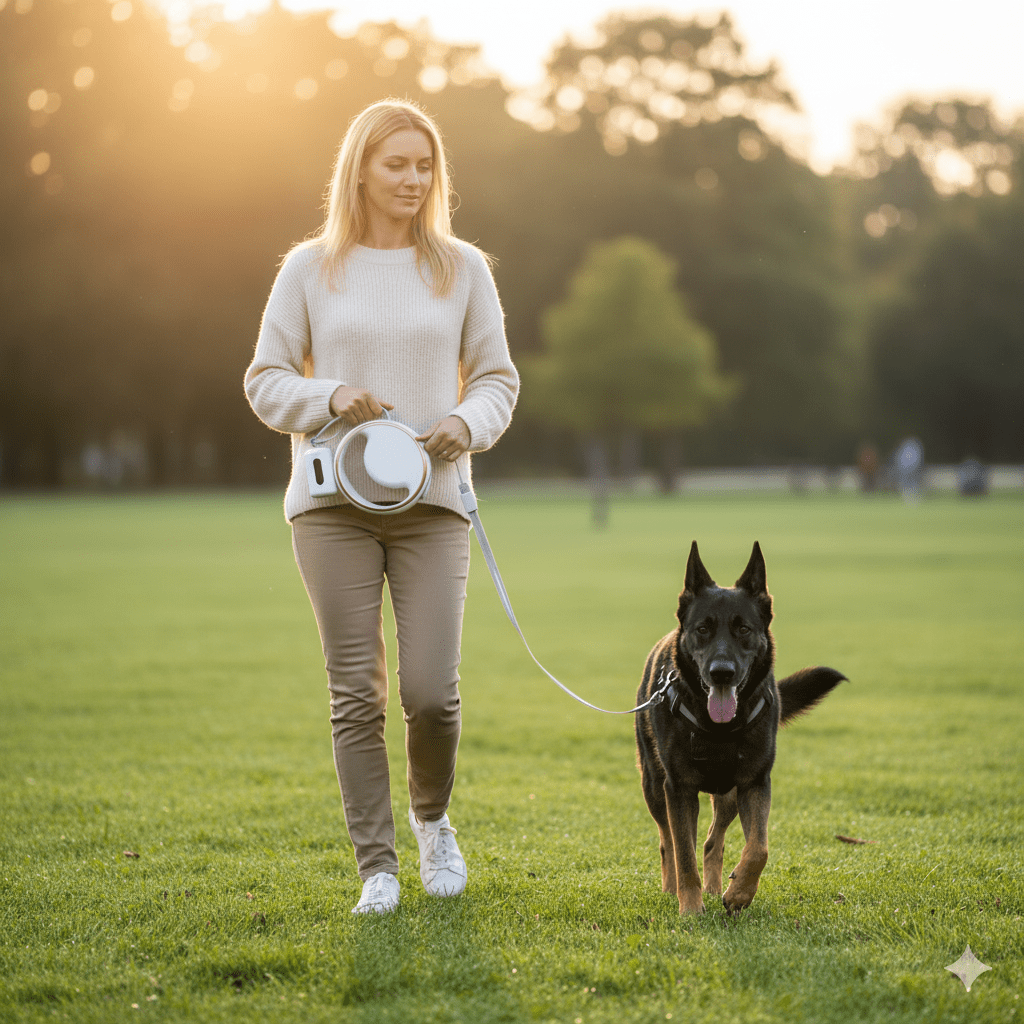 Norvo | SmartLead – Automatisk hundebånd med LED-lampe og poseholder