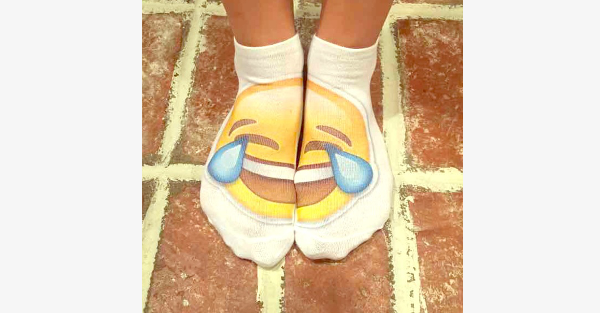 Norvo | 3D smilende emoji mote ensidig trykk bomull sokker