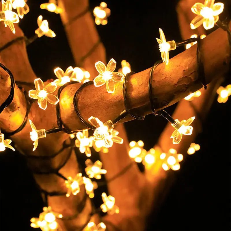 Norvo | Solar Cherry Blossom String Lights – Vanntette eventyrbelysning for hager, bryllup, fester og julepynt