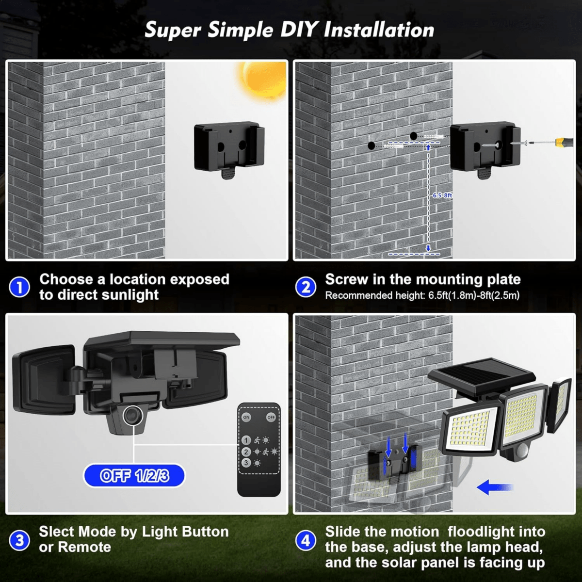 Norvo | SOLARGUARD – Solarsikkerhetslys med bevegelsessensor og fjernkontroll
