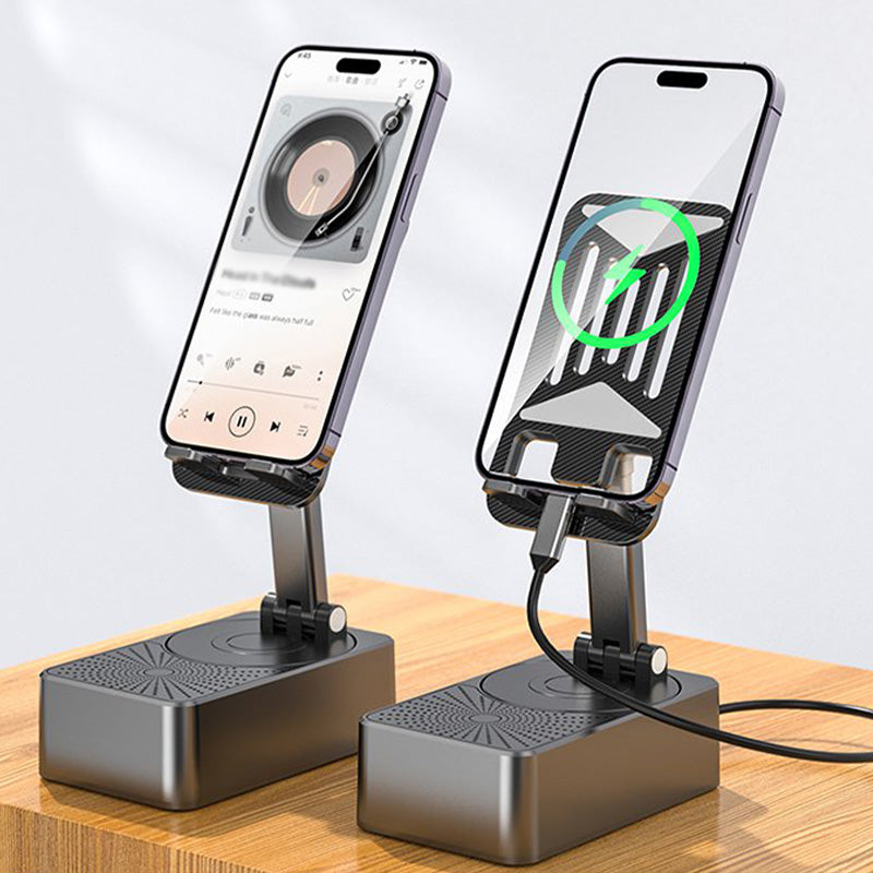 Norvo | 3 i 1 - trådløs Bluetooth-høyttaler, ladestasjon, telefonstativ