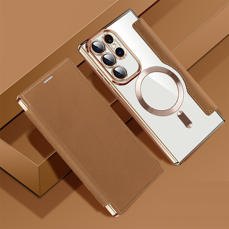 Ny lærstrukturert flip-telefonveske for Samsung