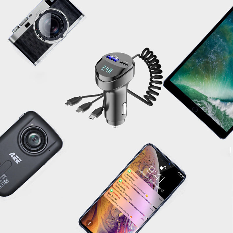 Norvo | Hurtiglading biladapter med 3-i-1 ladekabel