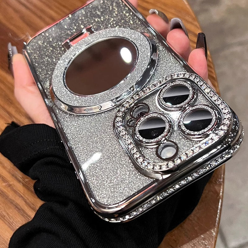 Norvo | Telefonveske med Speil Magnetisk Stativ Glitter