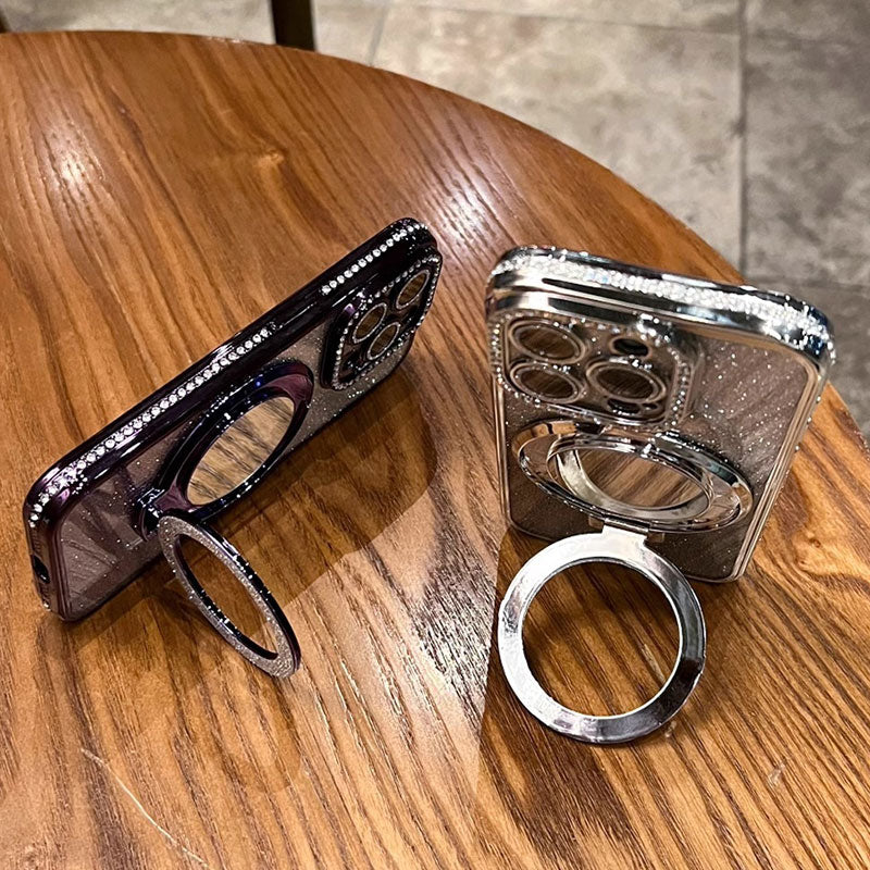 Norvo | Telefonveske med Speil Magnetisk Stativ Glitter