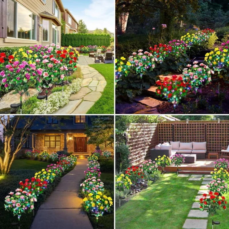 Norvo | Solcellelampe med simulert azalea blomster og jordspett