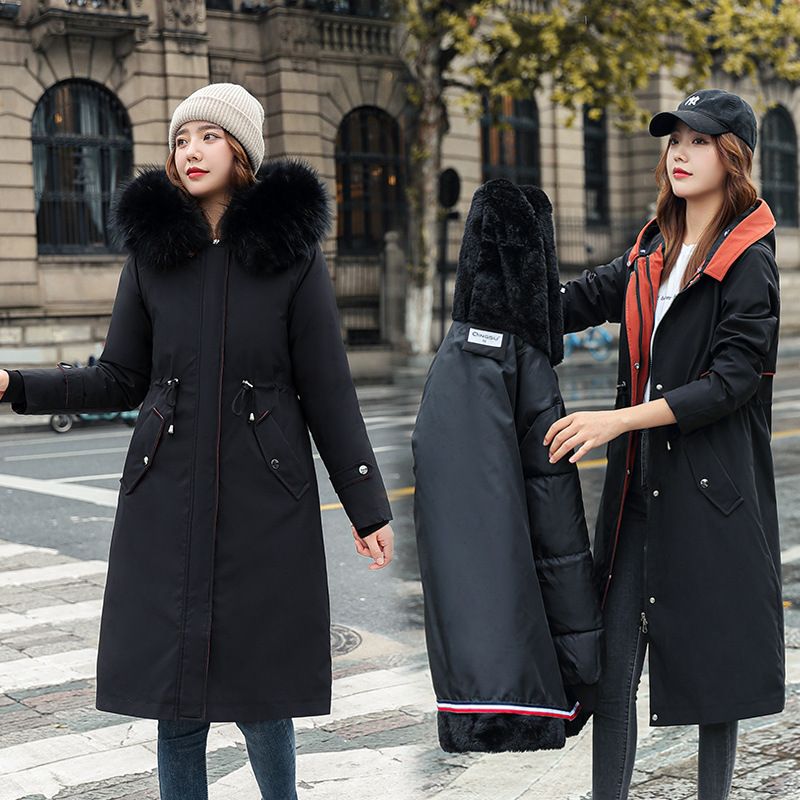 Norvo | 🎁Tidlig Black Friday-salg🎁Vinterjakke med hette og pelskrage, casual parka for kvinner⛄