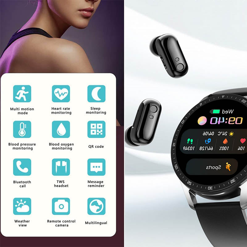 Norvo | 2-i-1 Smartklokke med Ørepropper (Til iPhone & Android)