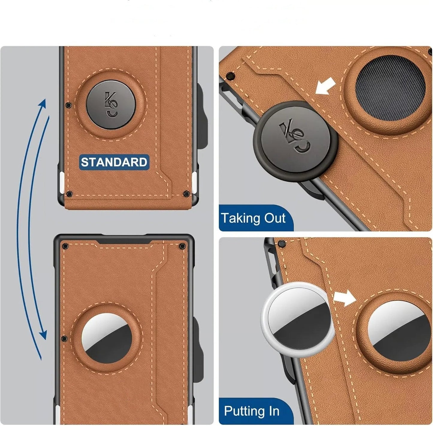 Norvo | 🔥Pop Up aluminiumsveske Pengeklips Slim Leather Slots Kredittkortholdere RFID Blocking Bifold Minimalist Wallet