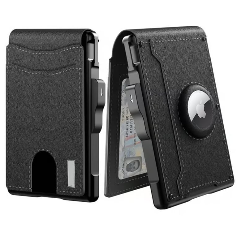 Norvo | 🔥Pop Up aluminiumsveske Pengeklips Slim Leather Slots Kredittkortholdere RFID Blocking Bifold Minimalist Wallet