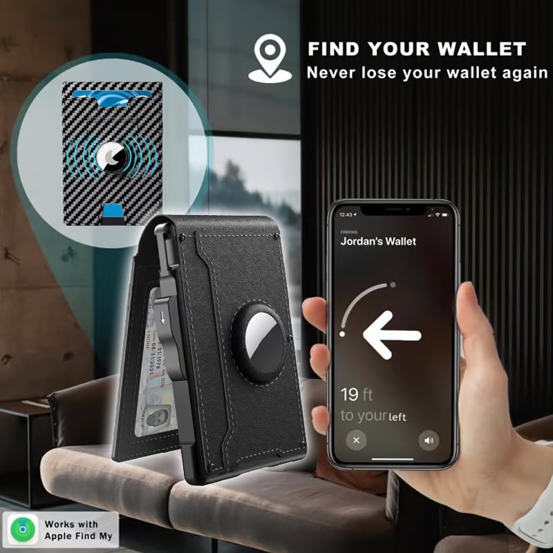 Norvo | 🔥Pop Up aluminiumsveske Pengeklips Slim Leather Slots Kredittkortholdere RFID Blocking Bifold Minimalist Wallet