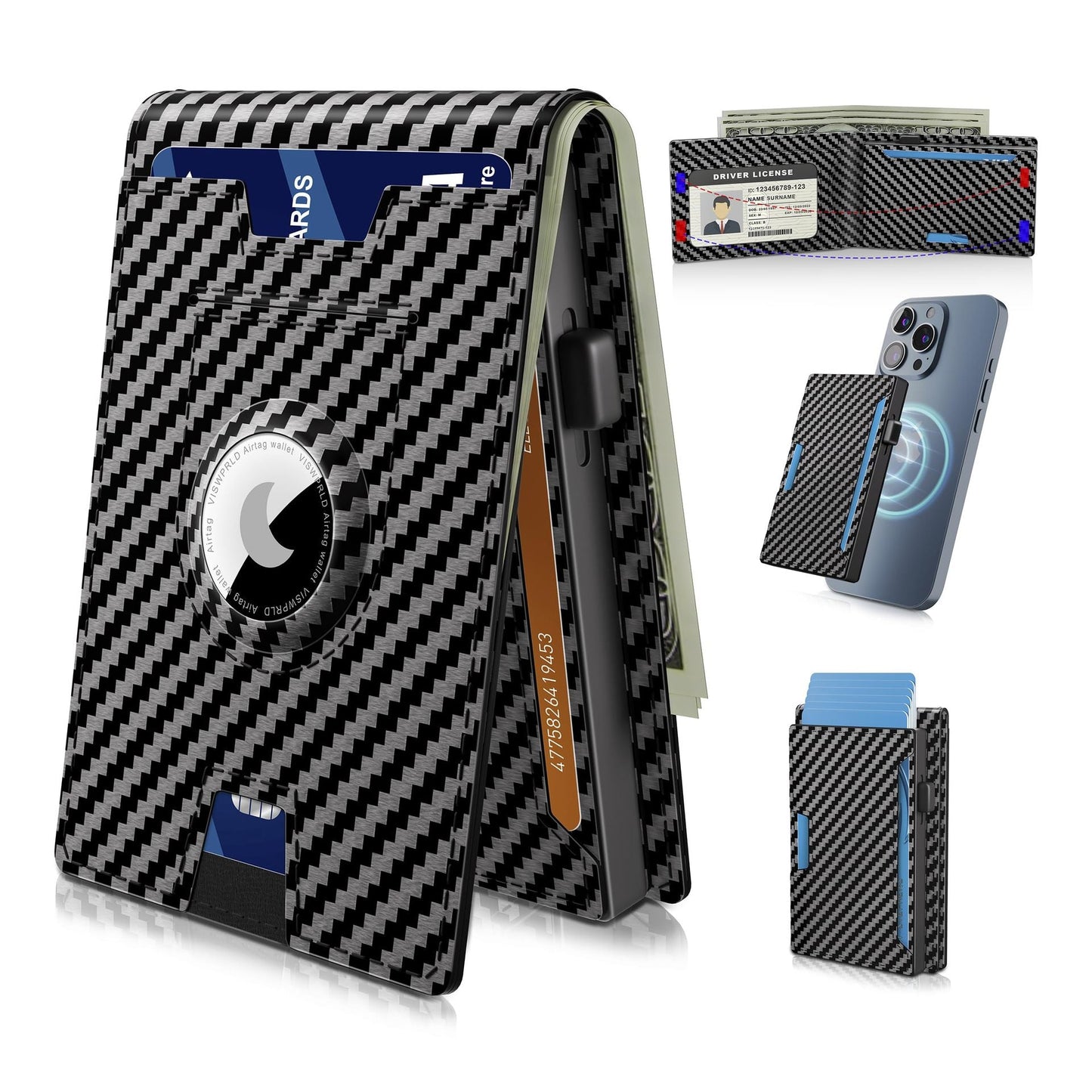 Norvo | 🔥Pop Up aluminiumsveske Pengeklips Slim Leather Slots Kredittkortholdere RFID Blocking Bifold Minimalist Wallet