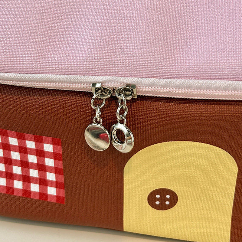 Norvo | Fargeblokkfarget, husformet håndholdt kosmetikkveske med stor kapasitet