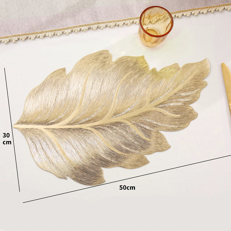Norvo | Gold Leaf Luksus Bordsmatte – 3D Elegant Bordmatte laget av PVC