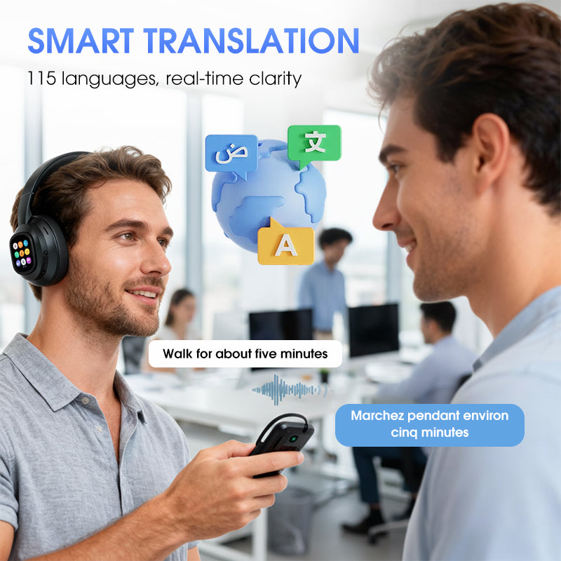 Norvo | AIWave | AI Bluetooth Hodetelefoner med LCD-skjerm Stemmestyring Lydisolasjon for Musikk og Samtaler