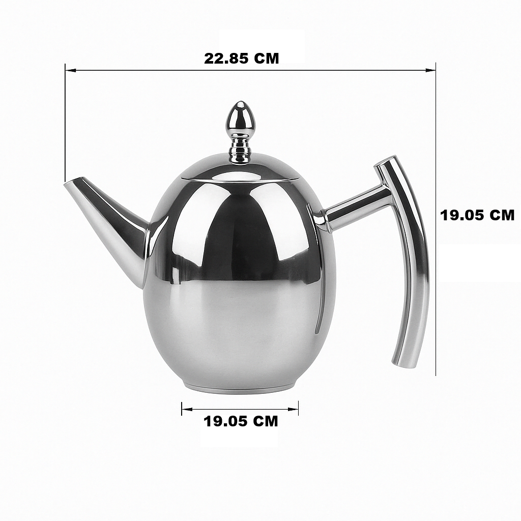 Norvo | Rustfritt Stål Teapot med Sil - TeaElegance