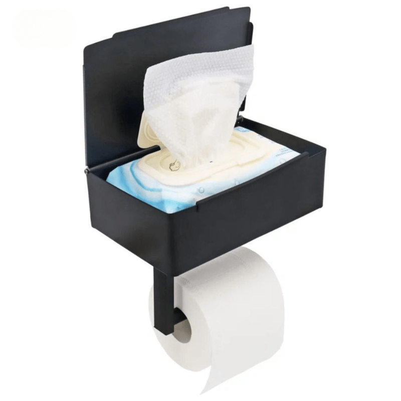 Norvo | SteelDeluxe Toalettpapirholder – Rustfritt stål med multifunksjonell vanntett hyllesystem for moderne bad