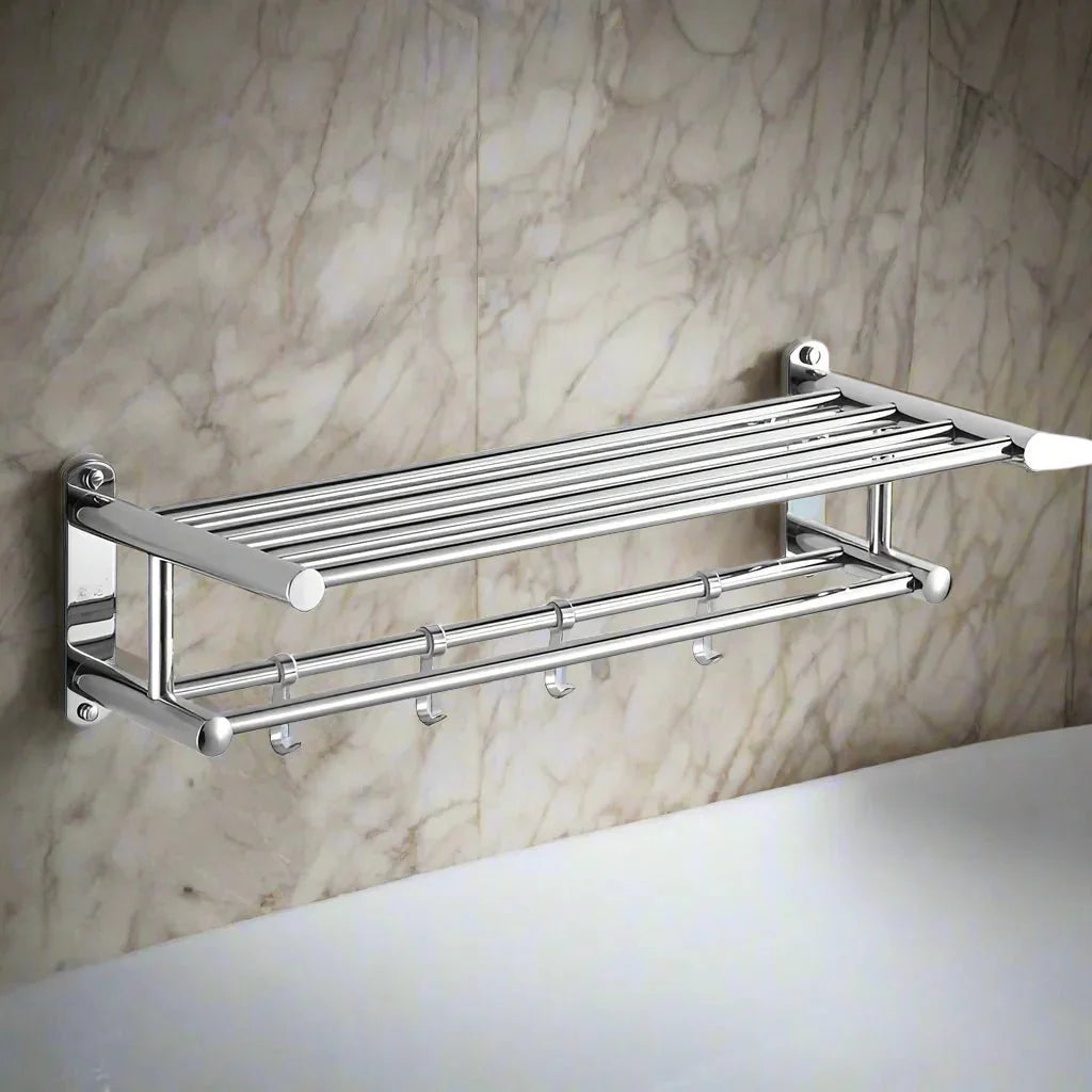 Norvo | SteelRack Stainless Steel Håndkleholder – Plassbesparende Veggstativ med Moderne Minimalistisk Design for Bad og Kjøkken