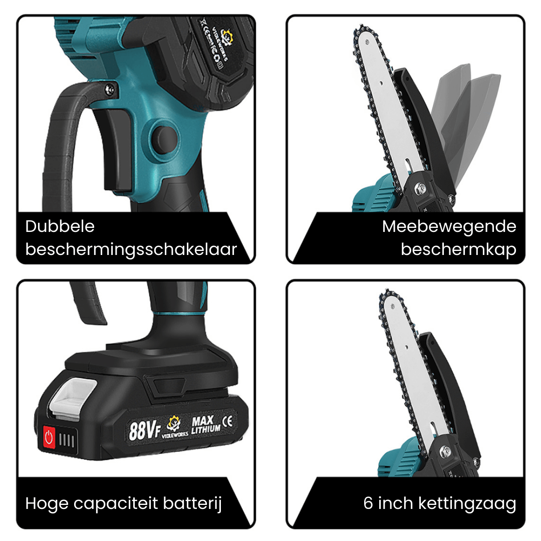Norvo | Stormblade Elektrisk Mini Kjedesag – Lett 1200W Beskjærer for 18V Makita Batterier