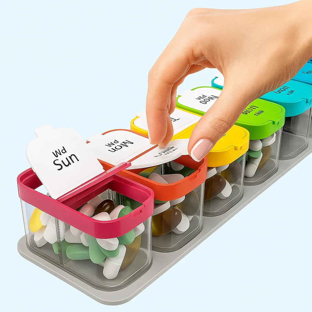 Large 7-Day Case – Fuktighetsbestandige BPA-frie rom – Ideell for eldre og omsorgspersoner Norvo