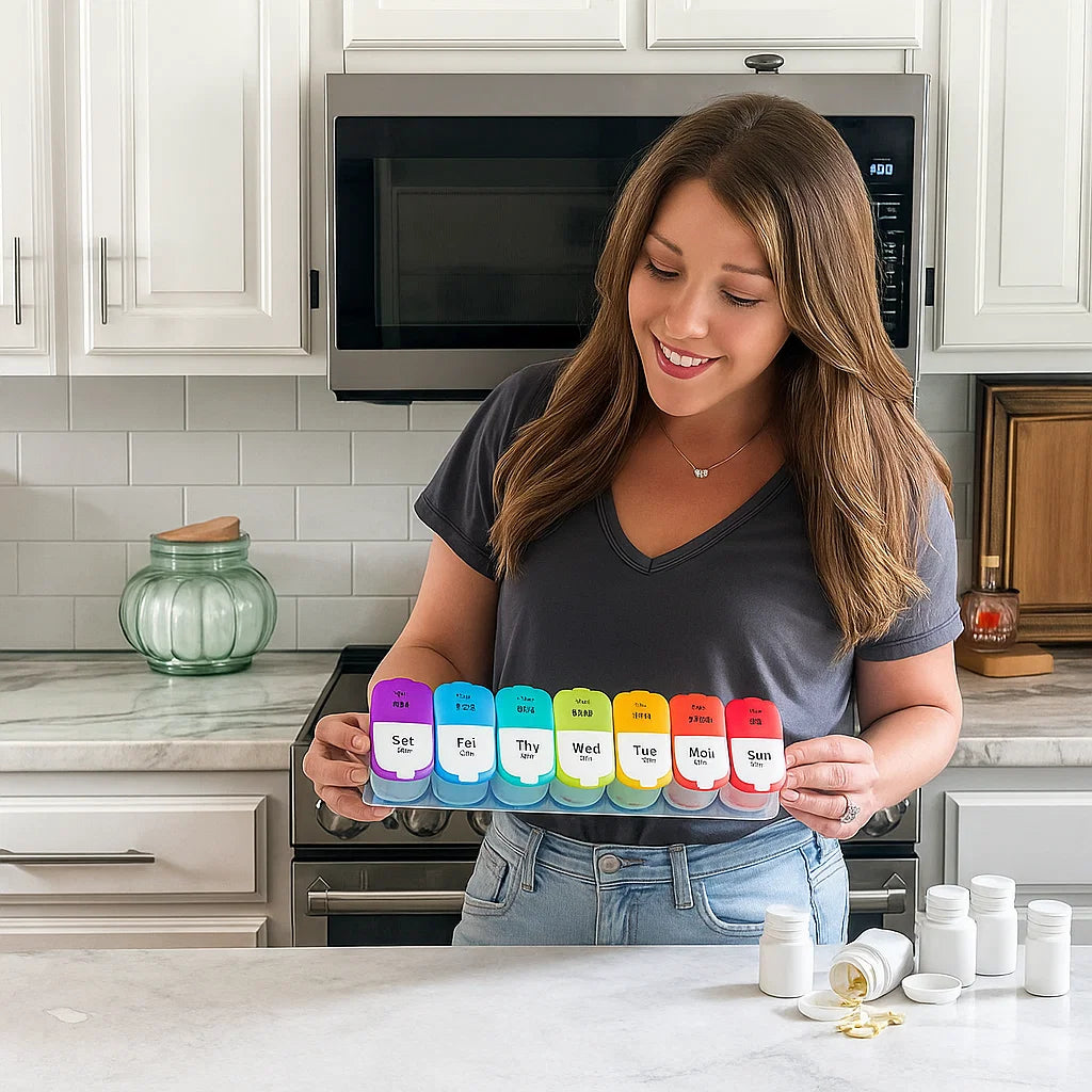 Large 7-Day Case – Fuktighetsbestandige BPA-frie rom – Ideell for eldre og omsorgspersoner Norvo