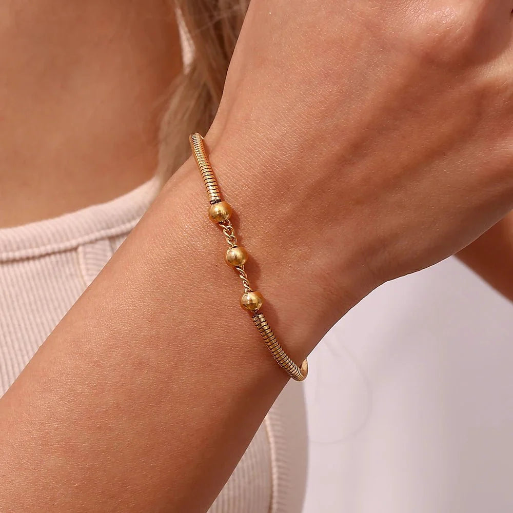 Norvo | Tykk Slangesmykke Perlekjede og Armbåndsett