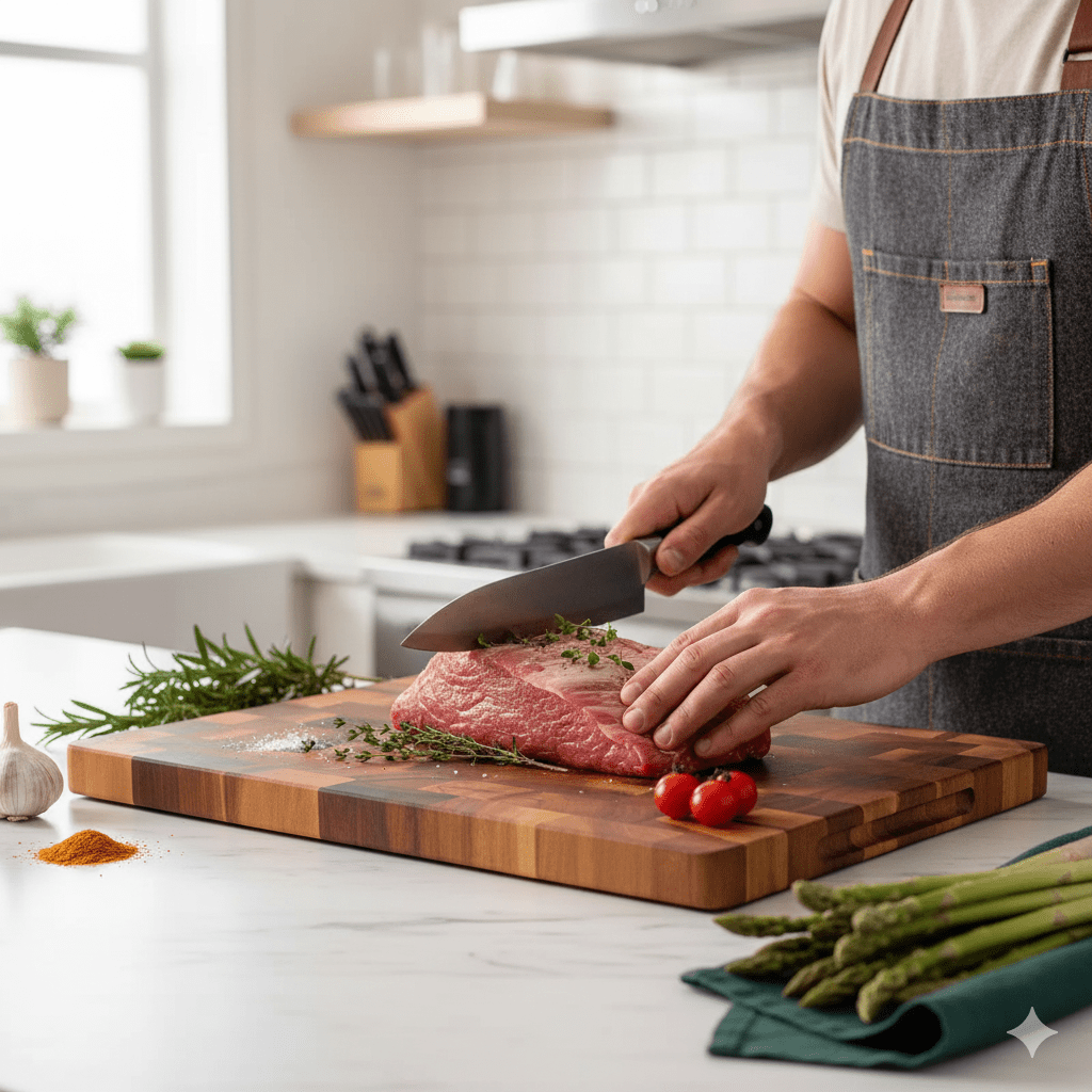 Norvo | TIMBERSERVE – Antibakteriell Akasie Tre Skjærefjøl med Elegant Sjakkbrettdesign