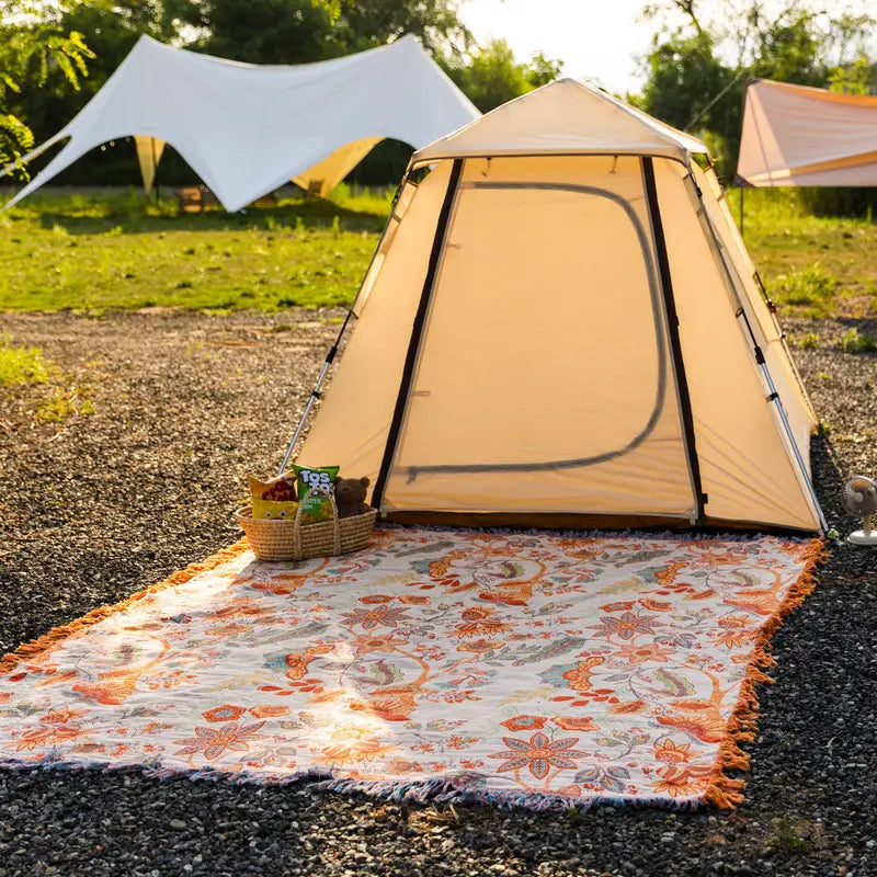 Norvo | Rustikk Blomster Boho Teppes | 100% Bomulls Teppes for Sensitiv Hud