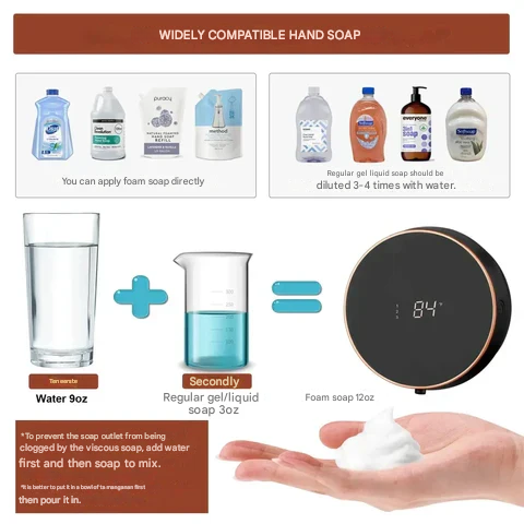 Norvo | Cleon 5-i-1 Smart Automatisk Såpedispenser med LED-skjerm – Berøringsfri, Oppladbar & Veggmonterbar