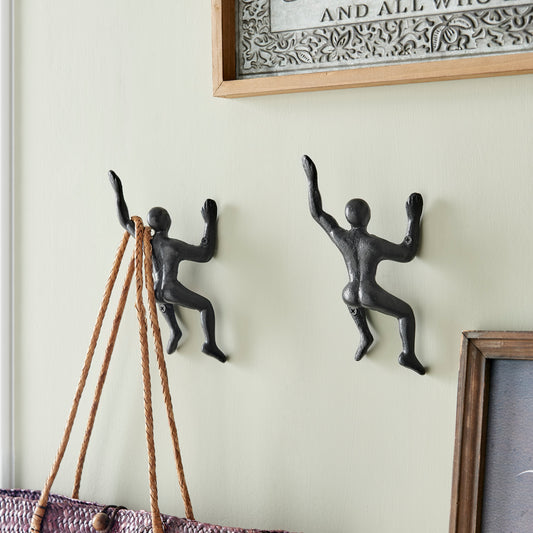 Norvo | "Wall Climber" Støpejern Dekorative Svart Veggmonterte Kroker (Sett med 2)