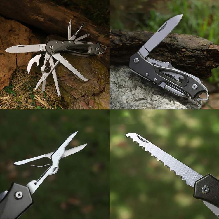 Norvo | Multifunctionell Sveitsisk Kniv | Kompakt, Holdbar Rustfritt Stål Verktøy for Camping, Fotturer & Daglig Bruk