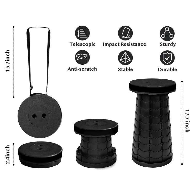 Norvo | Ultrakompakt Sammenleggbart Stol | Lett, Justerbar Høyde & Bærbar for Camping, Fiske, Reising & Hjemmebruk