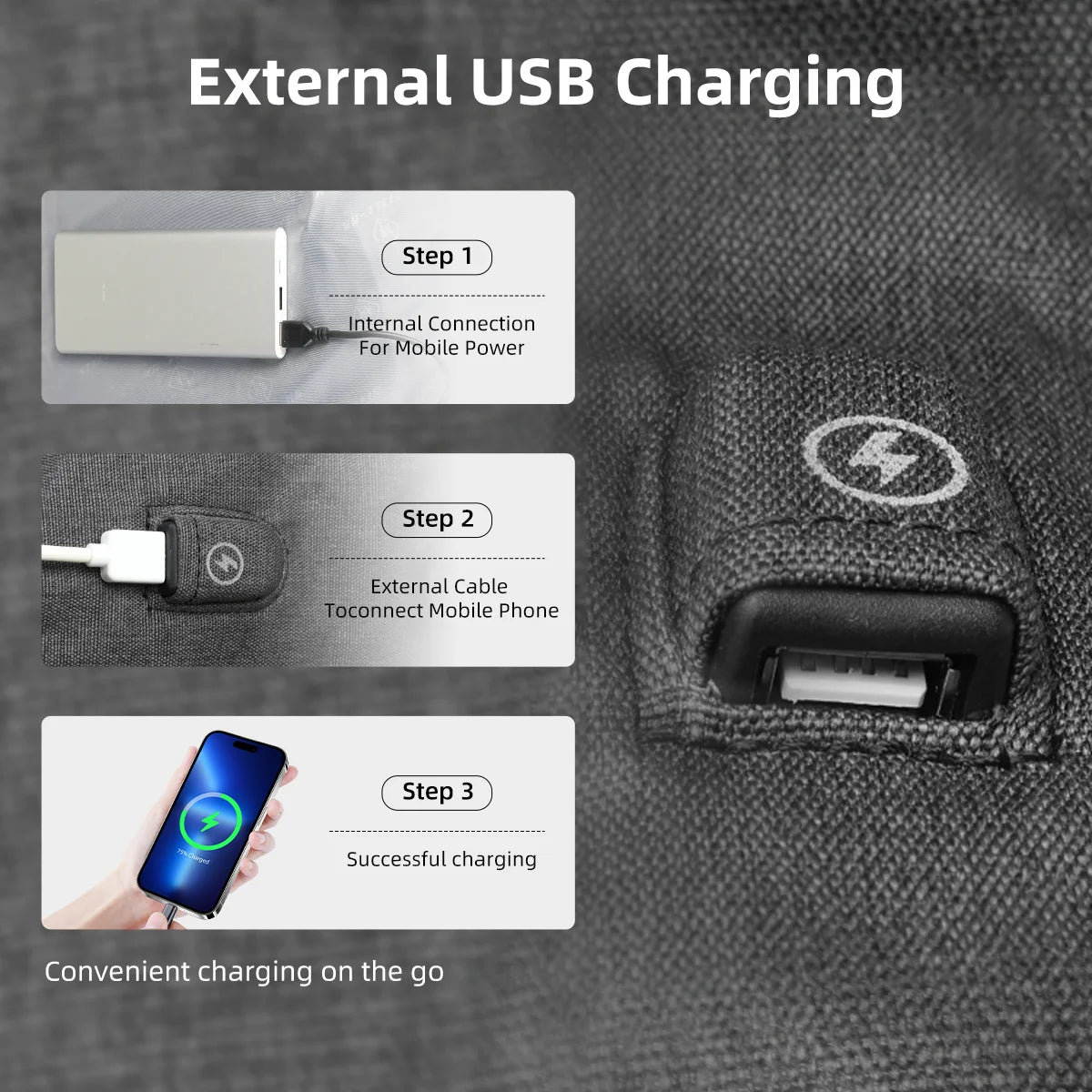 Norvo | URBANTRAIL Rolltop Ryggsekk – Utvidbar og Vanntett Reiseryggsekk med USB-port og Laptoppose