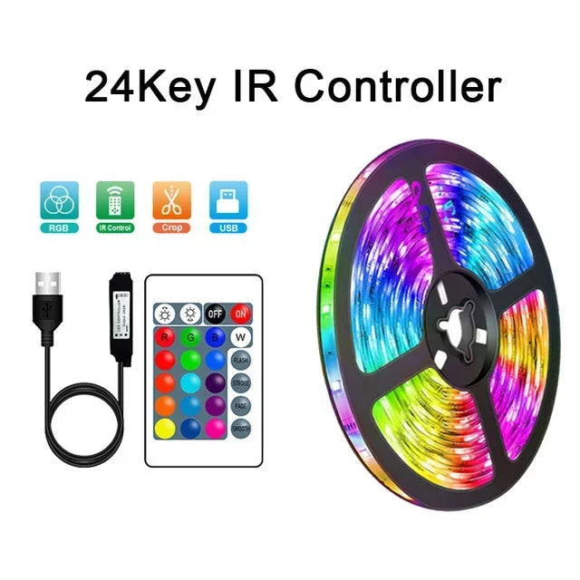 Norvo | USB LED STRIPE MED FARGEENDRING - RGB LYS FOR ROMDEKORASJON & TV-BAGLYS