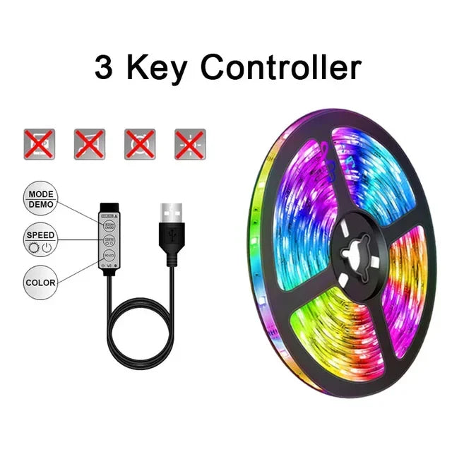 Norvo | USB LED STRIPE MED FARGEENDRING - RGB LYS FOR ROMDEKORASJON & TV-BAGLYS