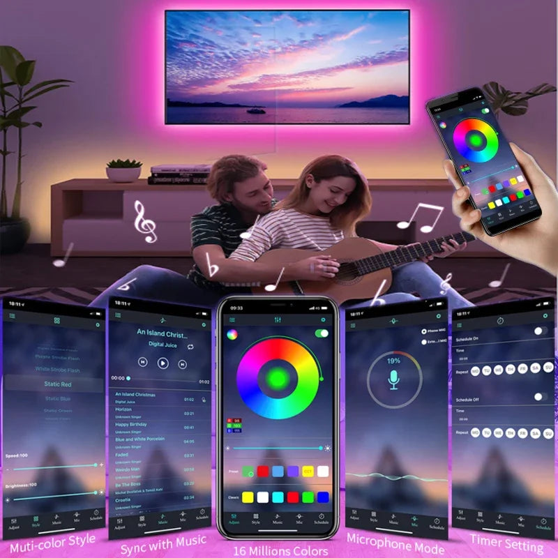 Norvo | USB LED STRIPE MED FARGEENDRING - RGB LYS FOR ROMDEKORASJON & TV-BAGLYS