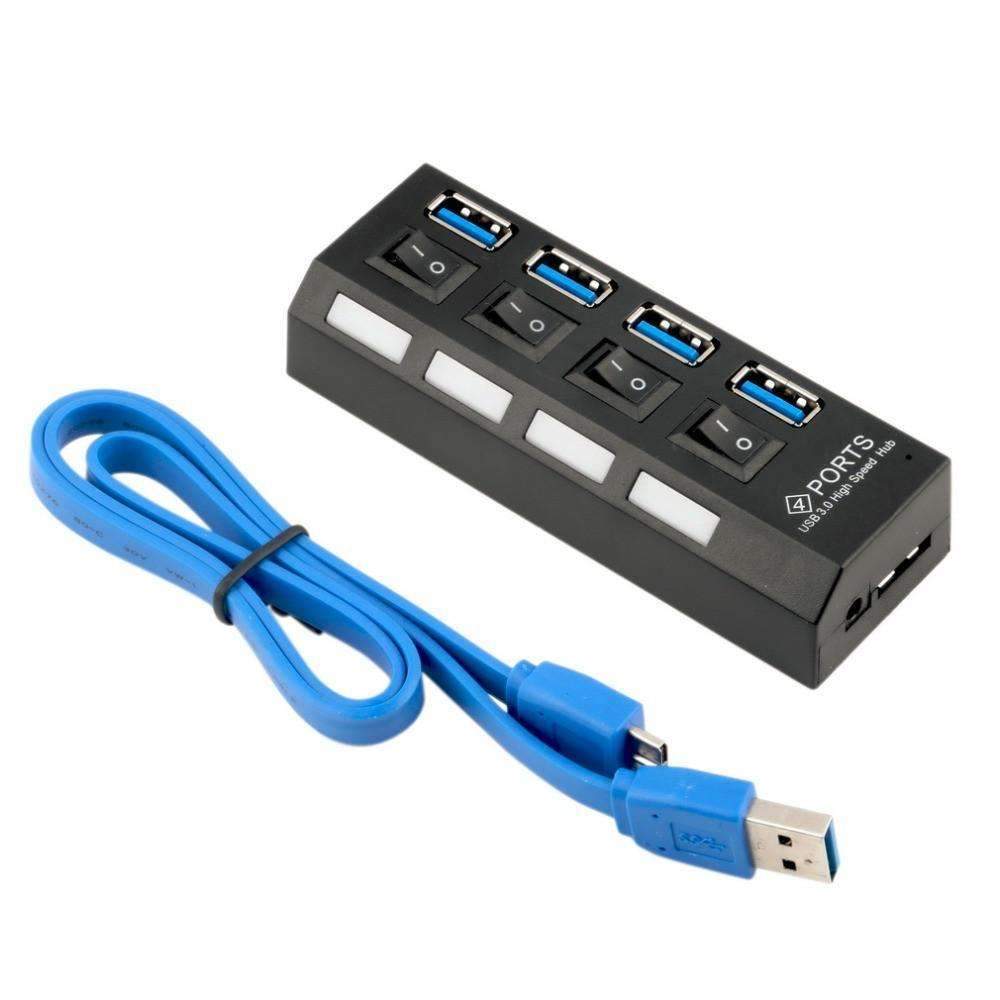 Norvo | USB 3.0 Hub 4 Porter Super Speed 5Gbps og Hub Med av/på-bryter For Windows Mac OS Linux