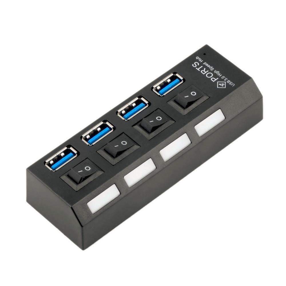 Norvo | USB 3.0 Hub 4 Porter Super Speed 5Gbps og Hub Med av/på-bryter For Windows Mac OS Linux