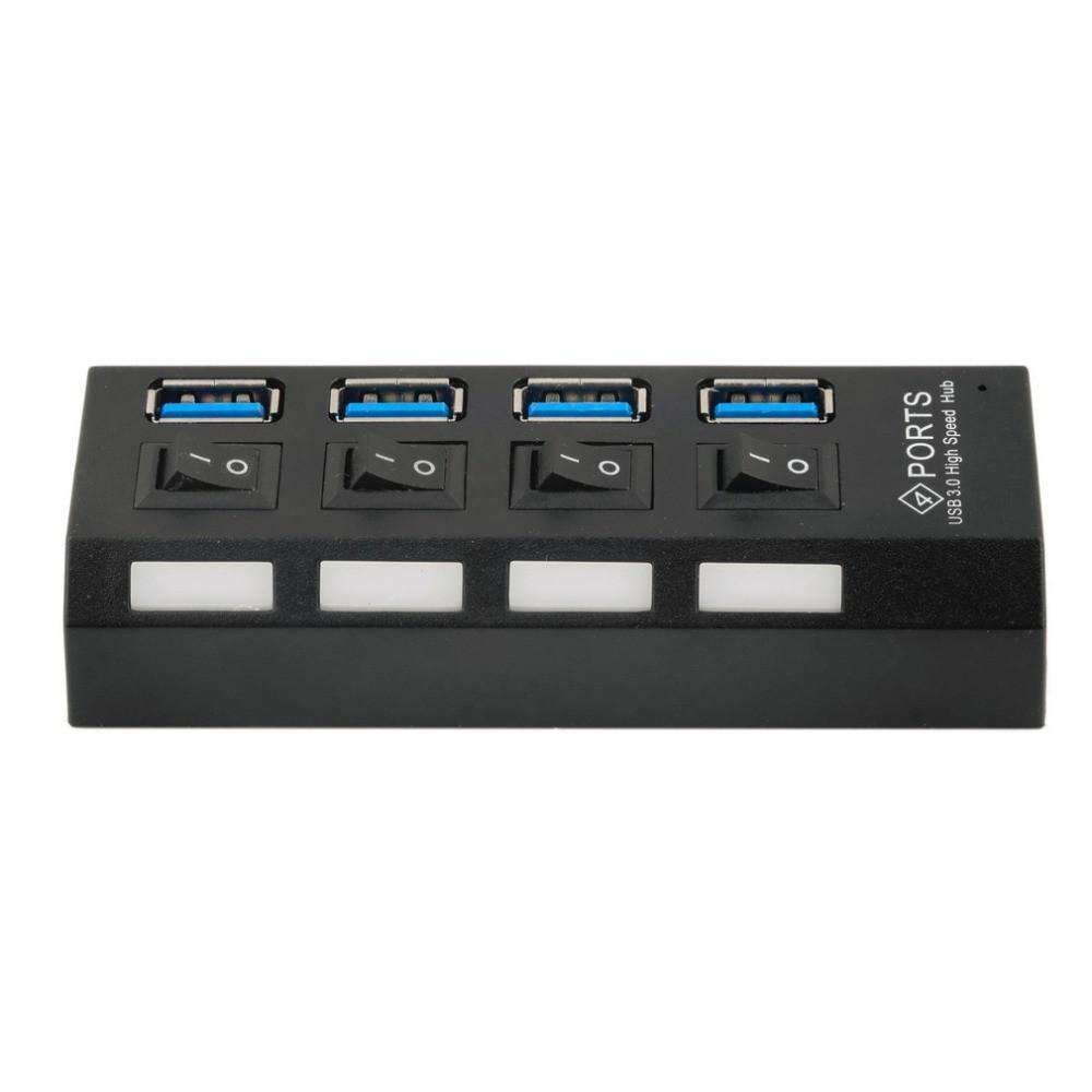 Norvo | USB 3.0 Hub 4 Porter Super Speed 5Gbps og Hub Med av/på-bryter For Windows Mac OS Linux
