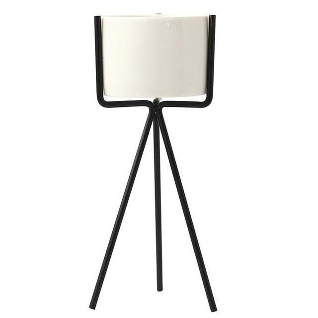 Norvo | Hvit keramisk potte med metallstativ