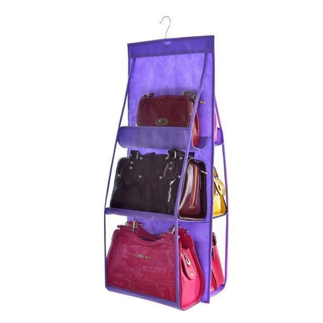 Norvo | Hengende Handy Handbag Organizer 6 Lommer Gjennomsiktig Oppbevaring Klesskap