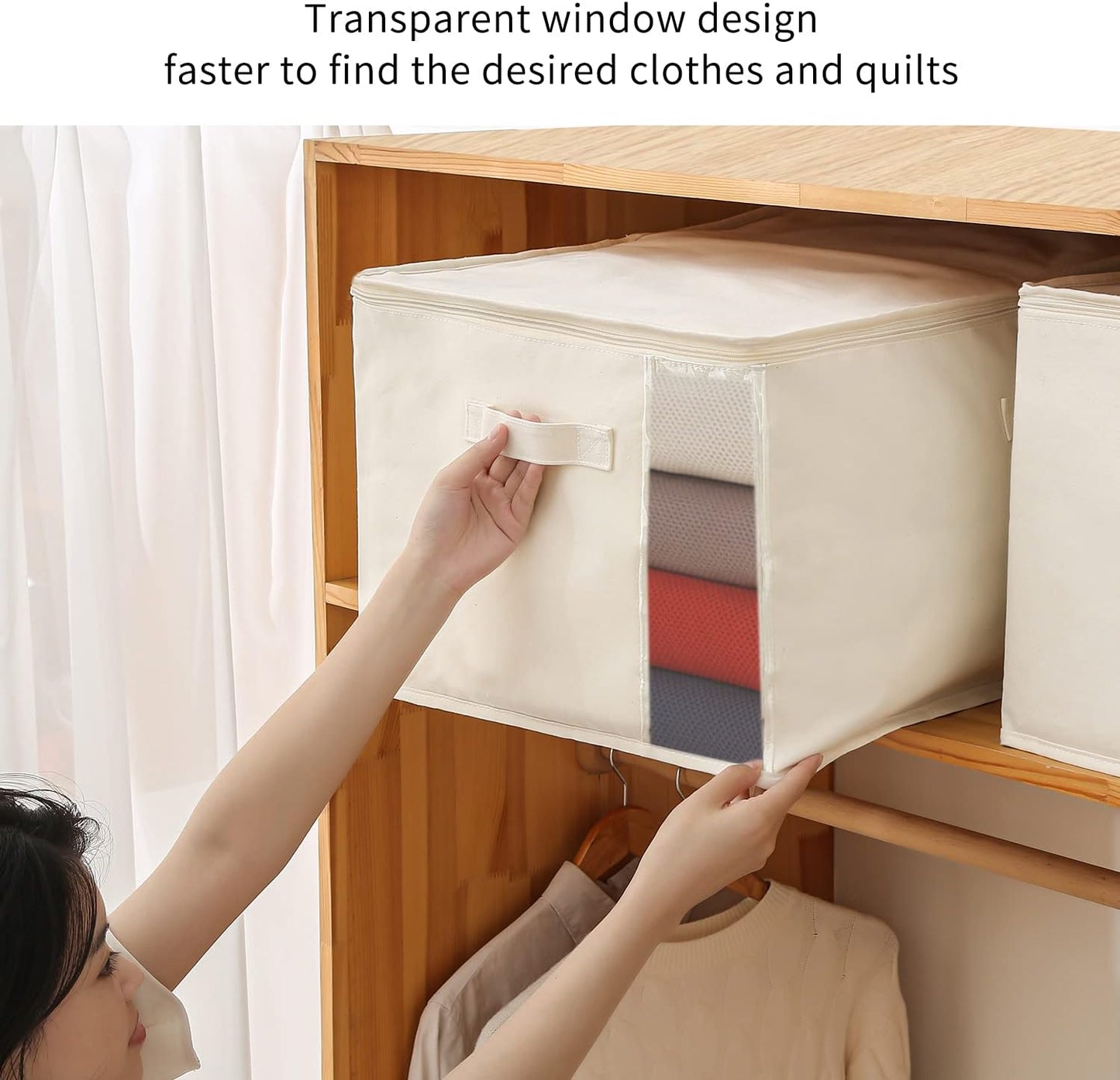 Frendorf | Canvas Klær Oppbevaringsorganisator Sett – Dobbelt Glidelås Bag med Håndtak & Vindue