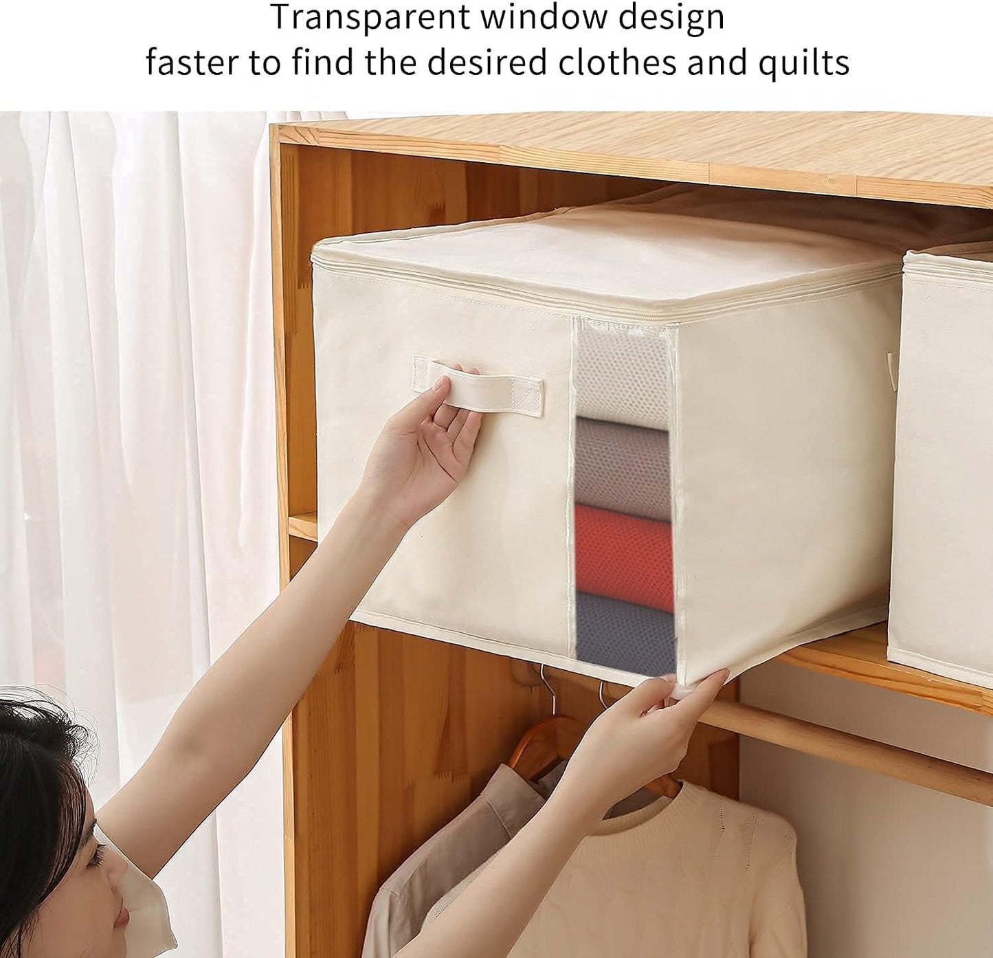 Frendorf | Canvas Klær Oppbevaringsorganisator Sett – Dobbelt Glidelås Bag med Håndtak & Vindue