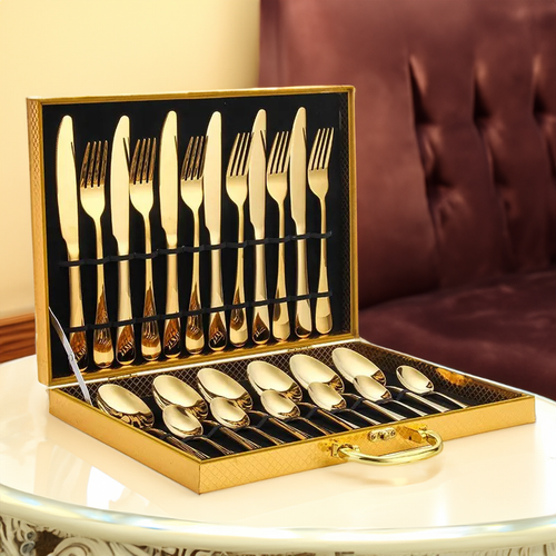 Norvo | Opulent Gold Besteickssett - Det elegante 24-delte gull- og sølvbesteikksettet