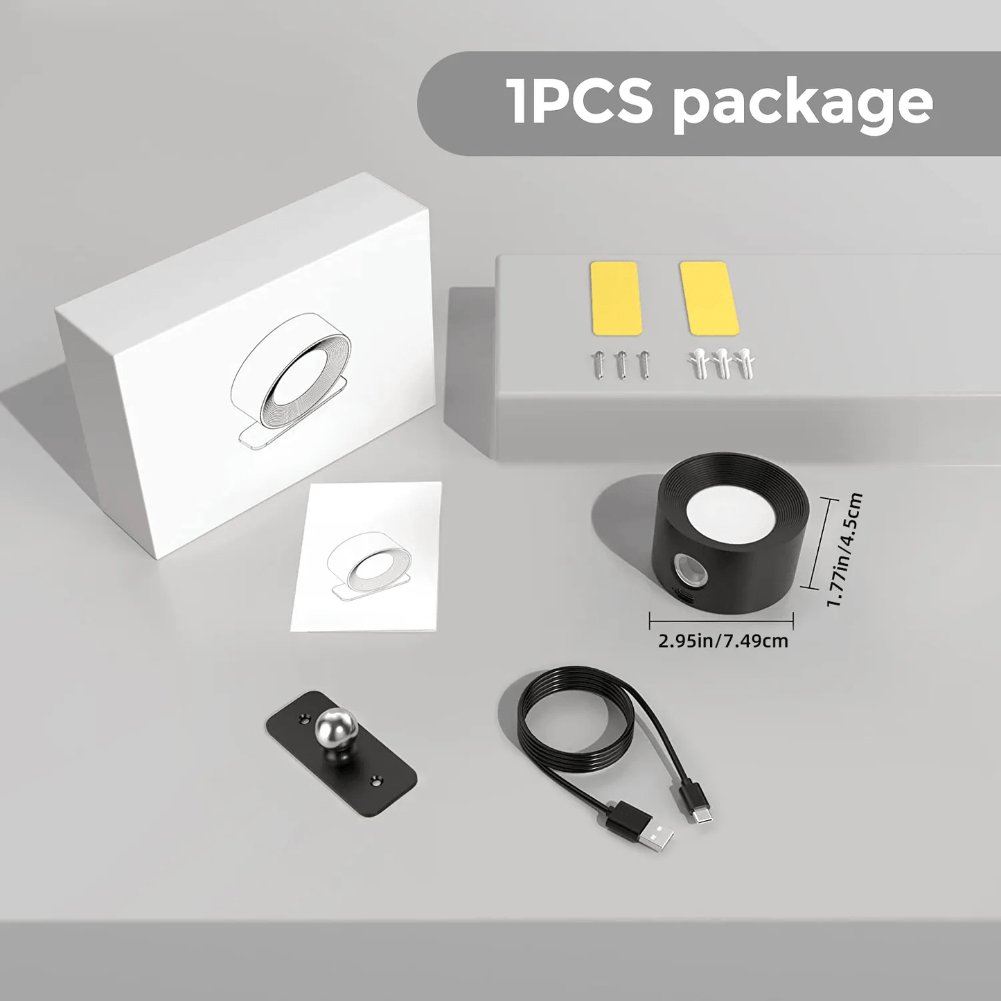 Norvo | Batteridrevet vegglampe | Oppladbar, 360° justerbar og trådløs for soverom, ganger og lesehjørner