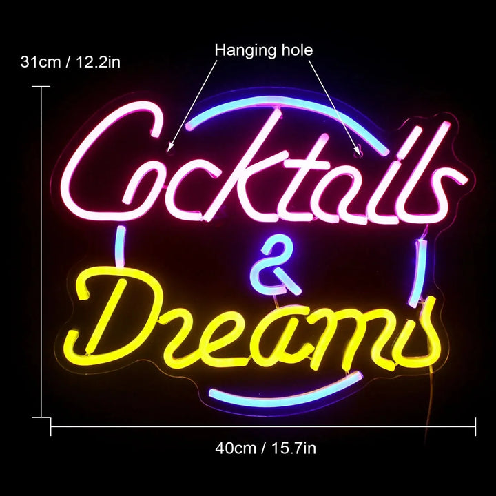 Norvo | Livlige Cocktails & Øl LED Neon Veggskilt